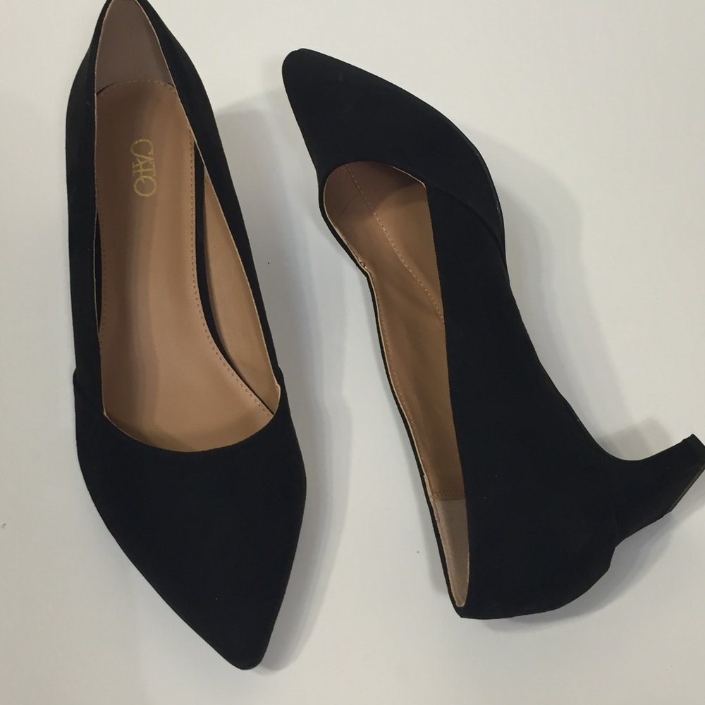 NWOT, CATO Black Faux Suede Pumps, 9M